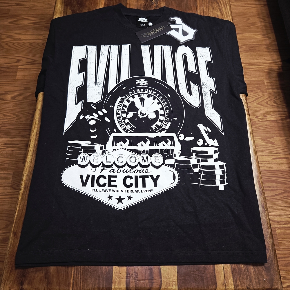 Evil Vice Men's Black Graphic T-Shirt